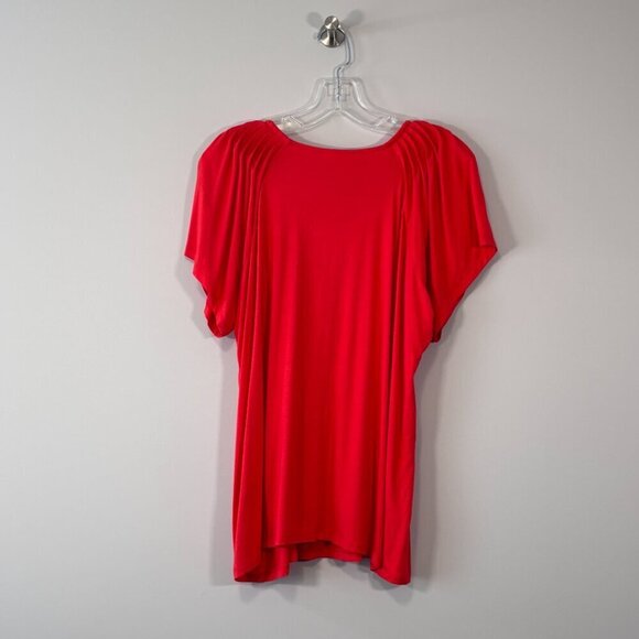 Style & Co. Plus Size 1X Vibrant Orange Pleat-Neck Casual Top NWOT - Picture 5 of 6